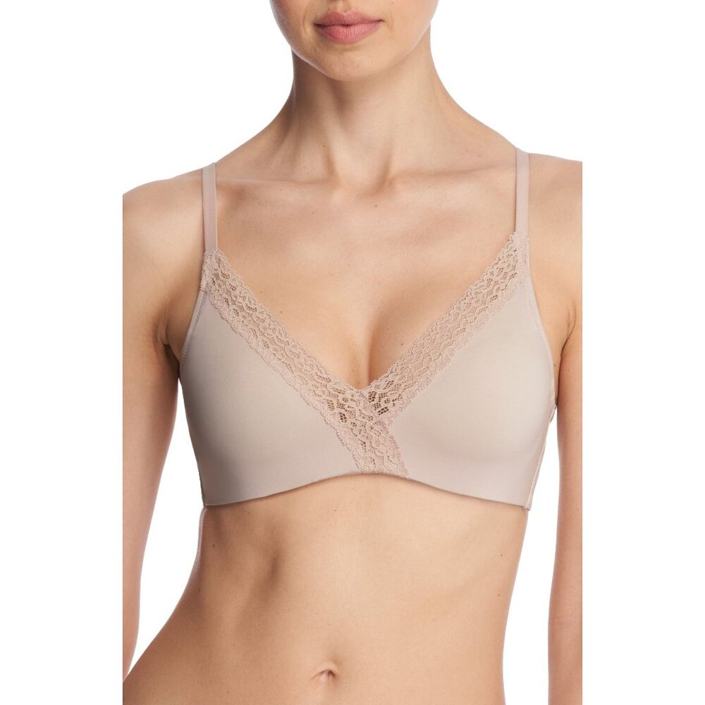 🆕 NATORI Simply Lace Contour Plunge Underwire T-Shirt Bra 36DD Beige #721323